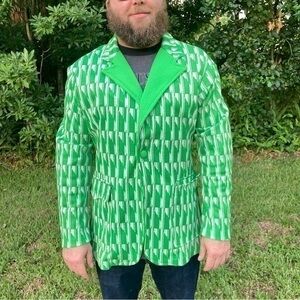 Vintage style emerald green patterned blazer
